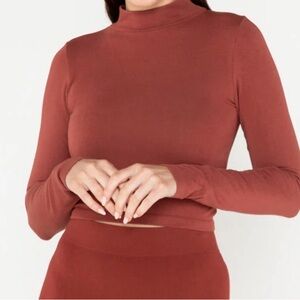 C'est Moi Bamboo Mock Neck Crop Long Sleeve